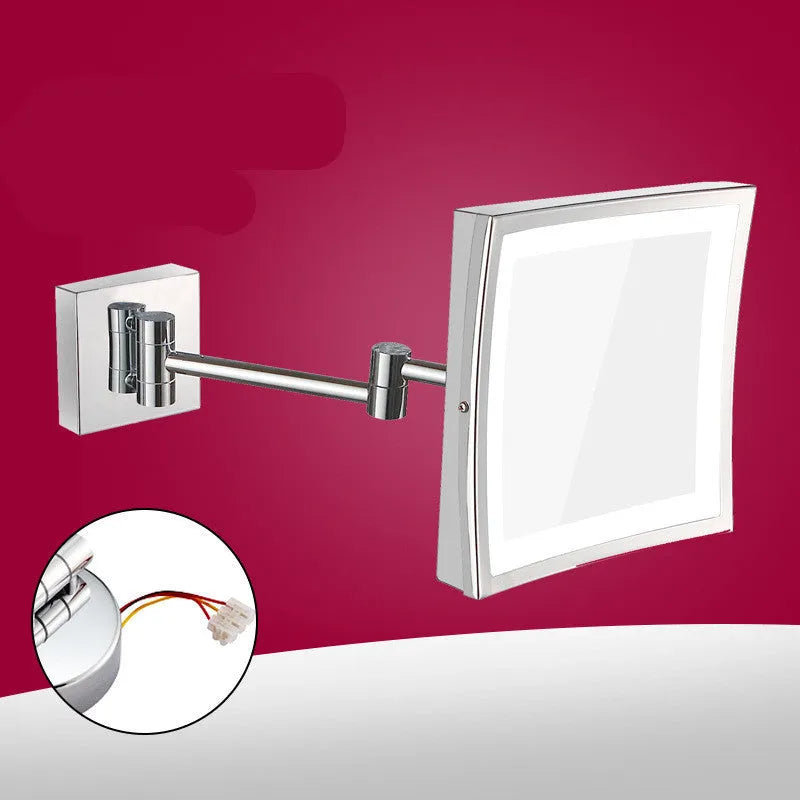 Stainless steel folding makeup mirror in 8.5 inch size with silver mirror lens