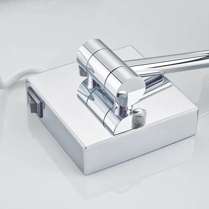 Stainless steel folding makeup mirror in 8.5 inch size with silver mirror lens