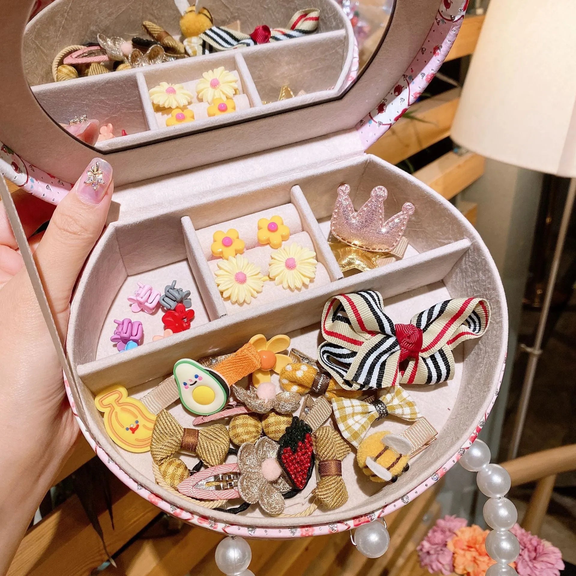 Cocoli cartoon style children's headdress, hair clips and jewellery set in a gift box with storage.