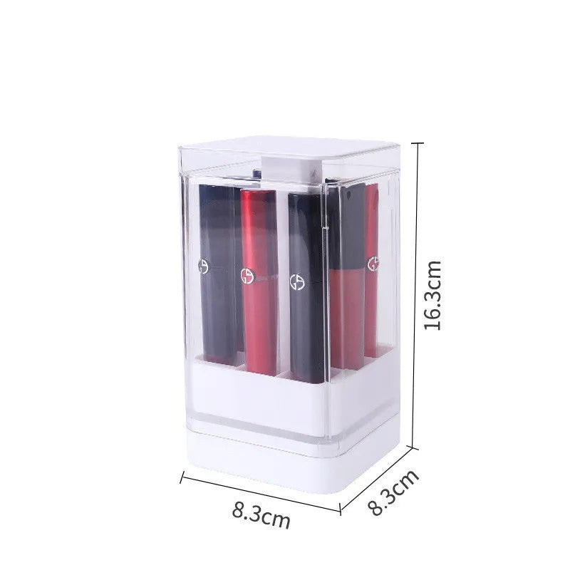 Press lift lipstick storage box with transparent dust cover in pink or white