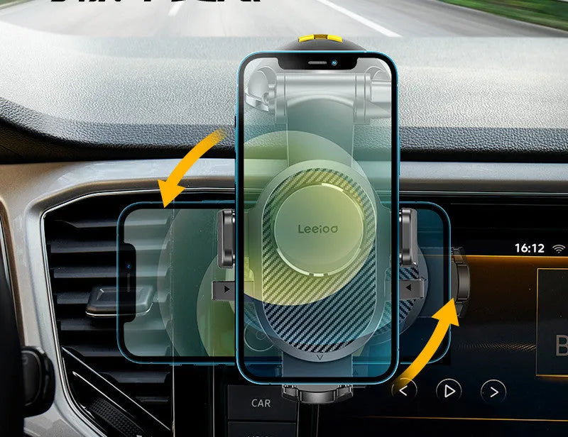 Carbon fibre black folding suction cup mobile phone car holder for instrument panel mounting