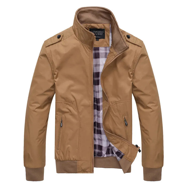 Men's bomber jacket overcoat in chemical fibre blend, available in multiple colours with Asian sizing M to 6XL