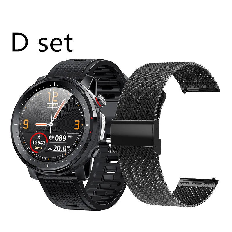 Full-touch smart bracelet with alloy case and 1.3-inch round TFT screen on wrist