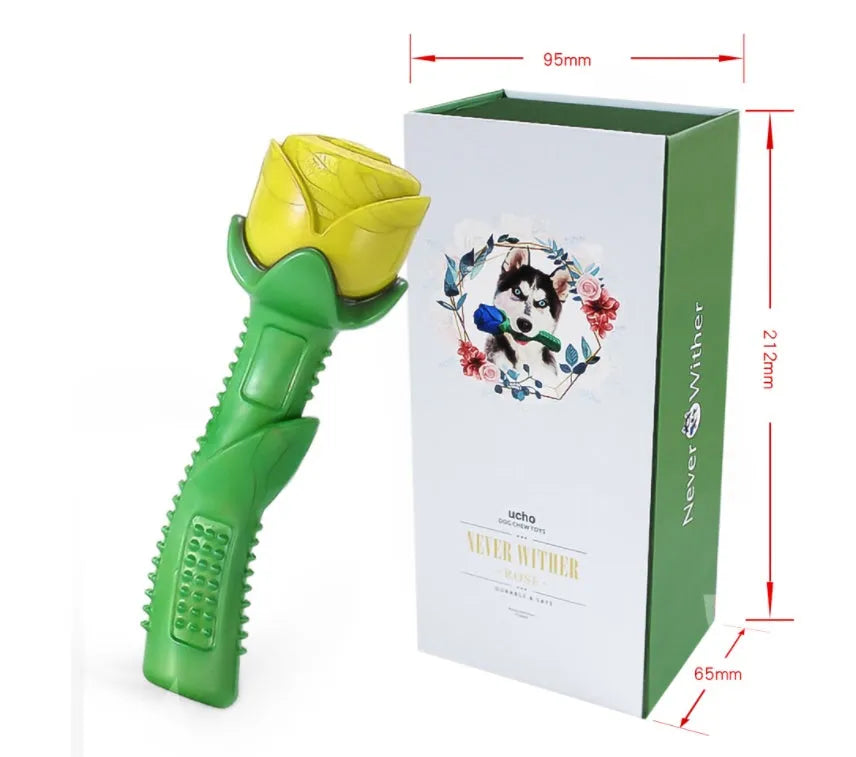 Yellow TPE dog teether molar stick for puppy teething and dental care