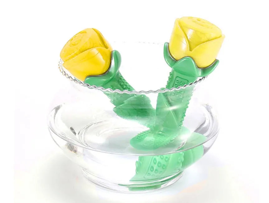 Yellow TPE dog teether molar stick for puppy teething and dental care