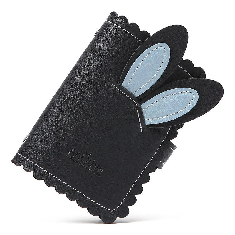 Compact anti-degaussing card holder wallet for women with animal pattern card slots
