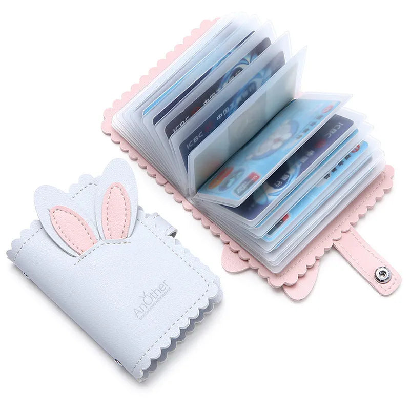 Compact anti-degaussing card holder wallet for women with animal pattern card slots