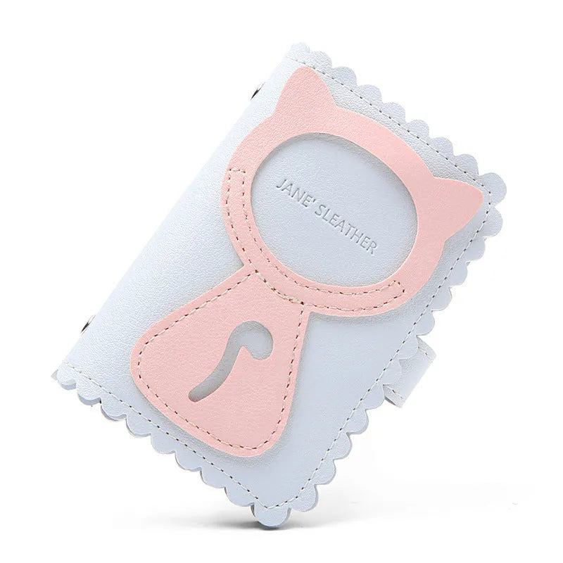 Compact anti-degaussing card holder wallet for women with animal pattern card slots