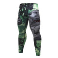 Men's tracksuit set with animal print compression T-shirt and matching pants, sizes M to XXL