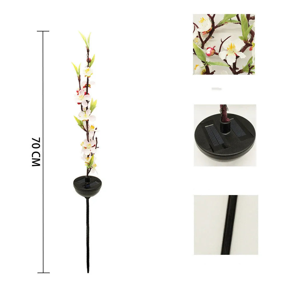 Solar-powered cherry blossom garden lights with waterproof outdoor construction
