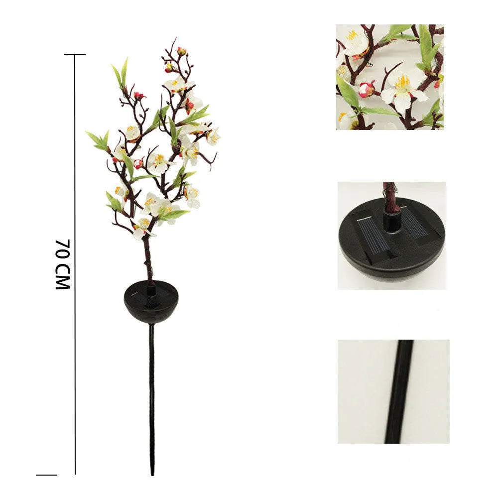Solar powered cherry blossom garden light with ground spike for outdoor waterproof decoration