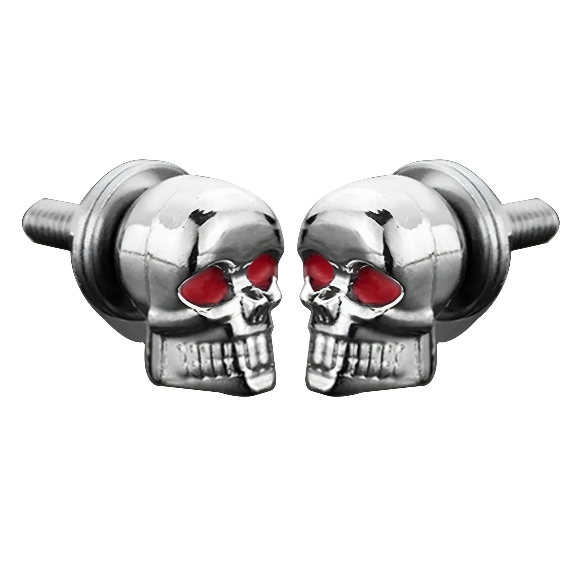 Pair of silver metal skull decorative bolts for motorcycle car fairing windshield license plate