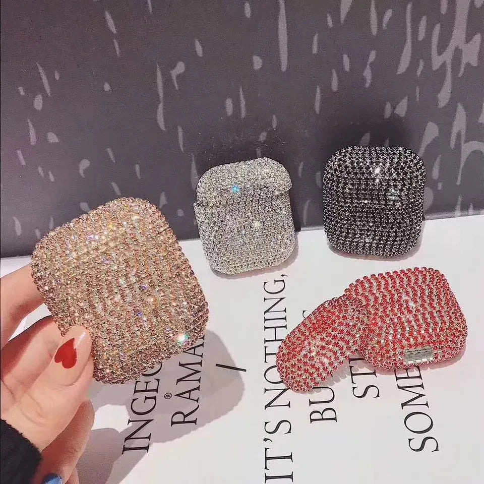 Rhinestone protective shell back cover for Apple AirPods 1/2 and 3 generation in multiple colours