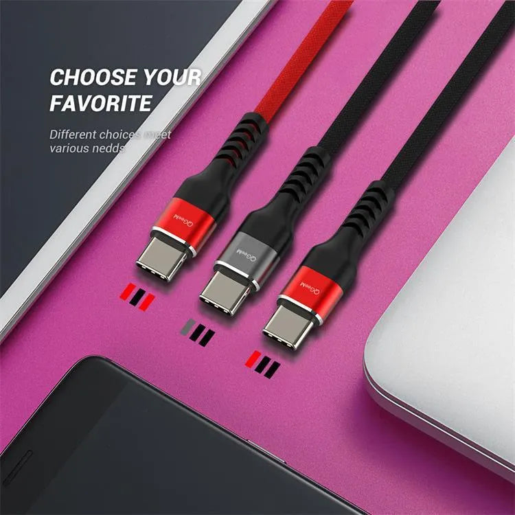 QGeeM USB A to USB Type-C fast charge data cable for Android phones in black or red colour options