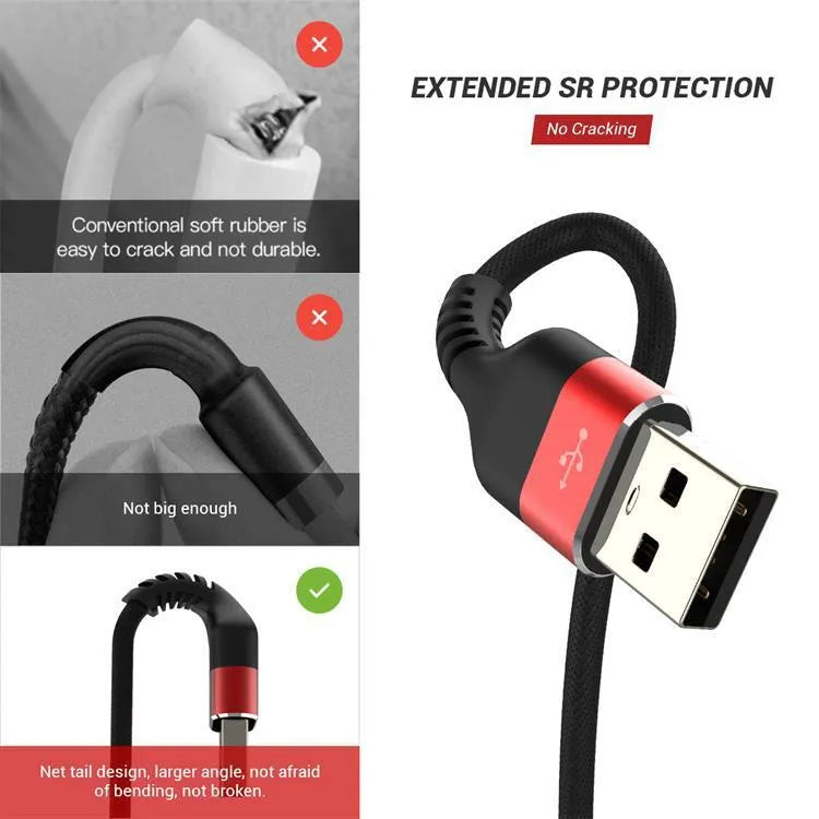 QGeeM USB A to USB Type-C fast charge data cable for Android phones in black or red colour options