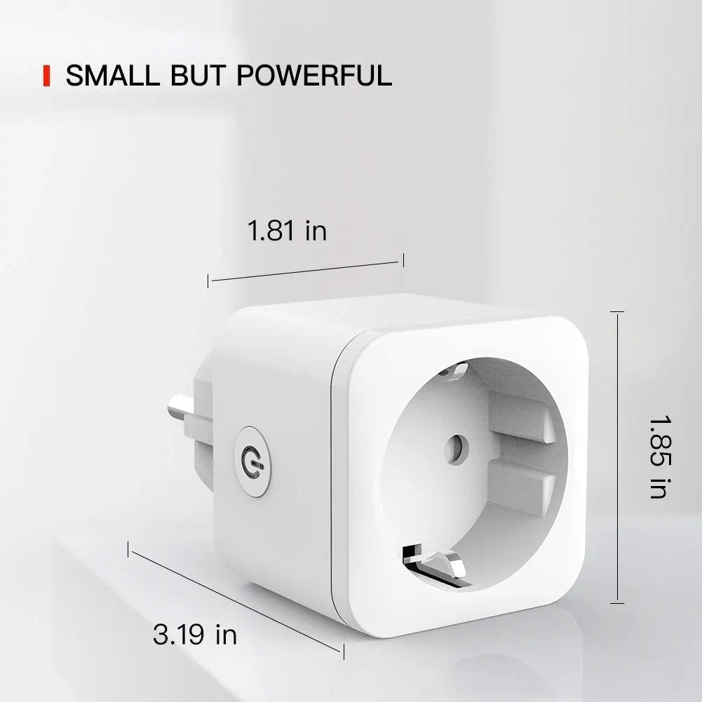 White Wifi smart socket 16A with power meter, EU plug, 55x50x82mm PC shell