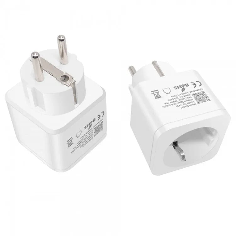 White Wifi smart socket 16A with power meter, EU plug, 55x50x82mm PC shell