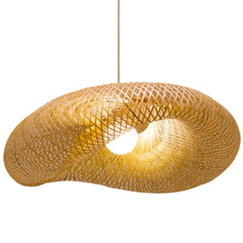 Bamboo Chinese Zen tea room chandelier lamp with 40cm shell diameter
