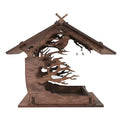 Wooden hanging bird feeder in wood colour or carbonized colour, shape A, B, or C, for garden outdoor pendant decoration.
