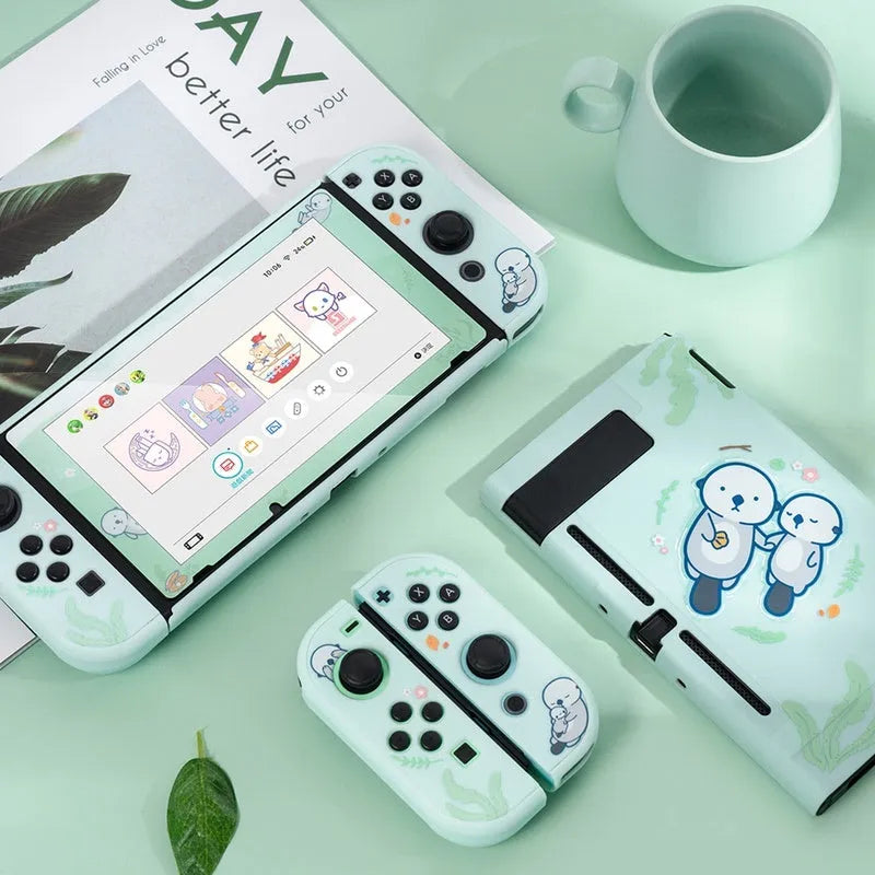 Sea Otter silicone protective shell case for Nintendo Switch Lite with toughened membrane