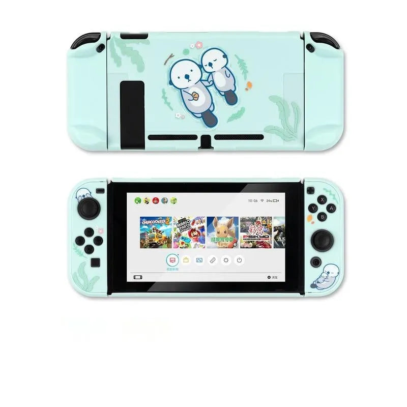 Sea Otter silicone protective shell case for Nintendo Switch Lite with toughened membrane
