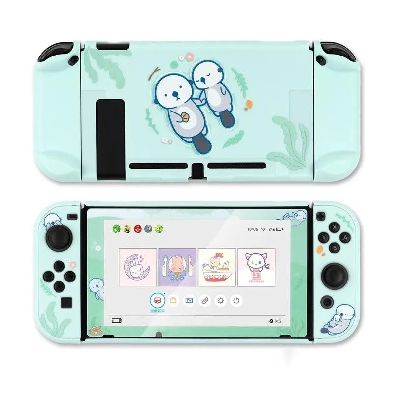 Sea Otter silicone protective shell case for Nintendo Switch Lite with toughened membrane