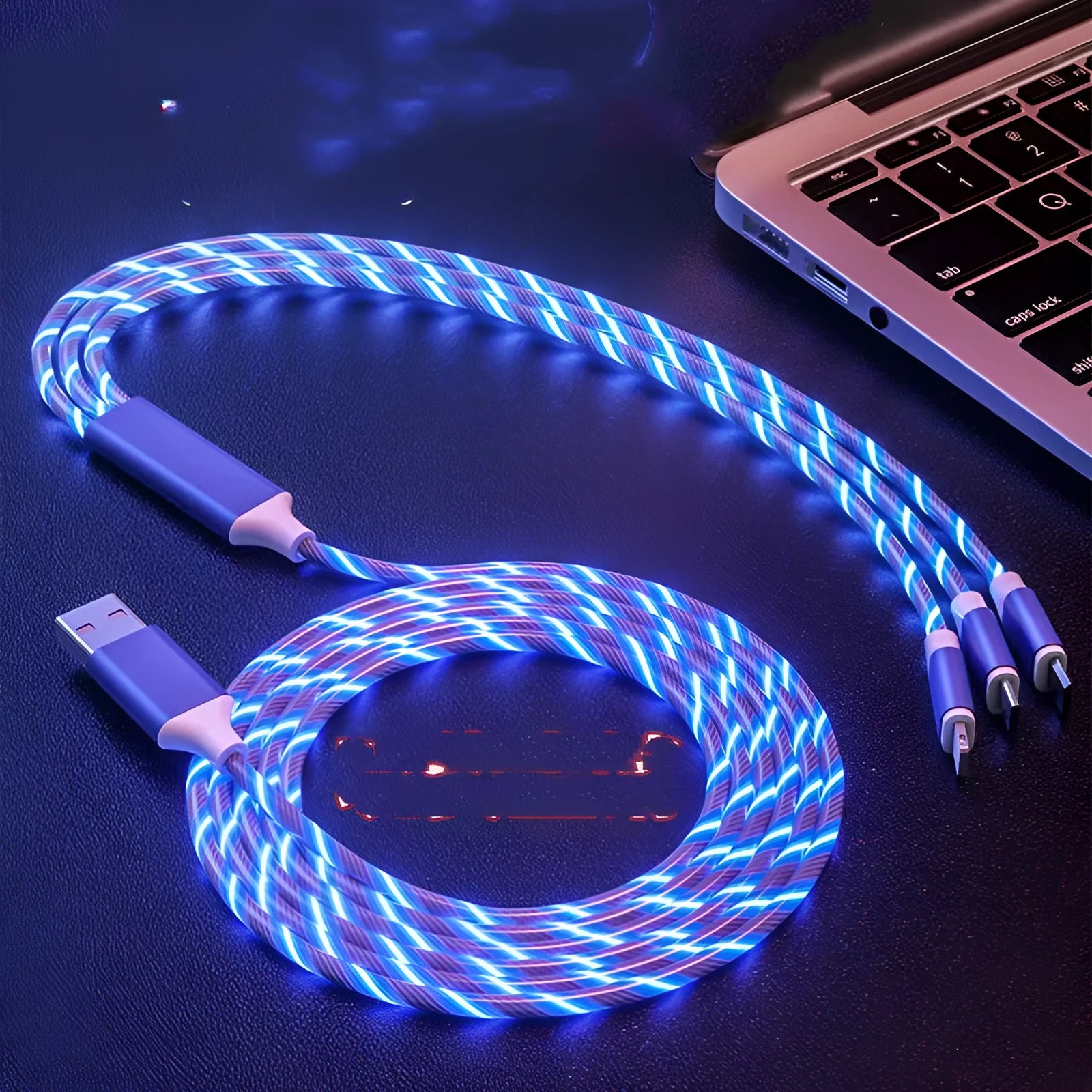 1.25m colourful USB streamer cable with one-to-three branching and marquee lighting