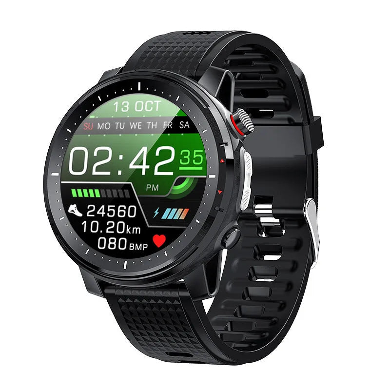 IP68 waterproof Android smart watch with round 1.3-inch touchscreen and silicone strap