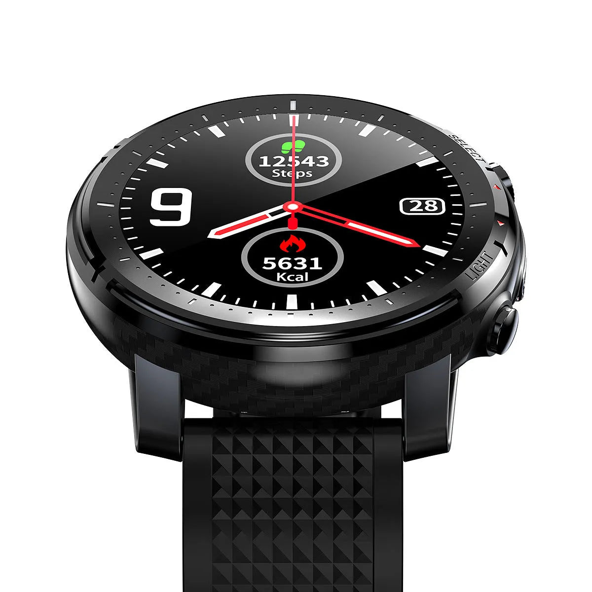 IP68 waterproof Android smart watch with round 1.3-inch touchscreen and silicone strap