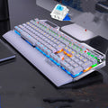 Silver Carving K100 black wired USB mechanical keyboard, 108 keys, metal body, seven-colour backlight, hand rest and phone holder.