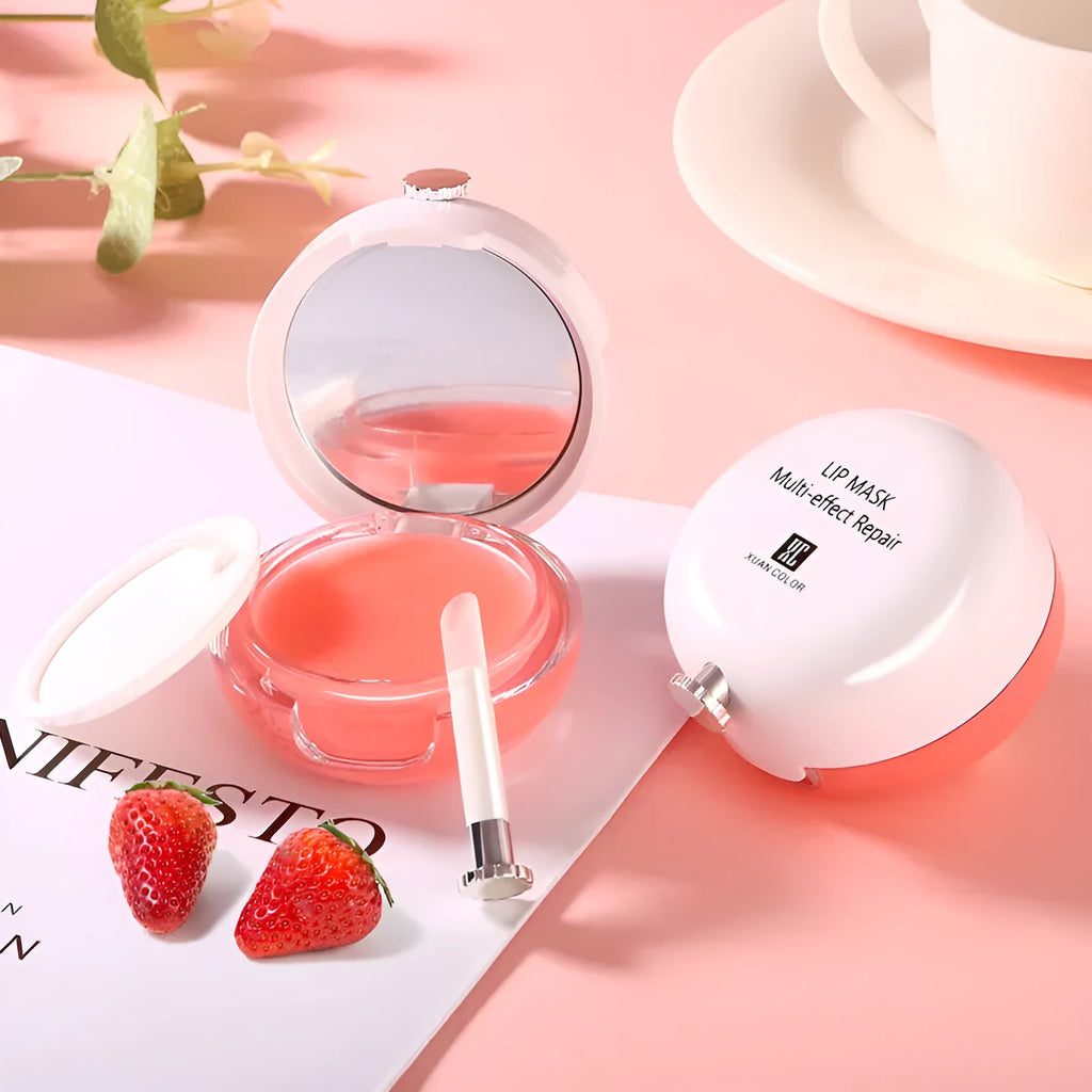 Lip sleeping mask in strawberry flavour with grape seed oil, 13g pot