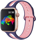 Six-hole adjustable silicone replacement strap for Apple Watch in multiple colour choices