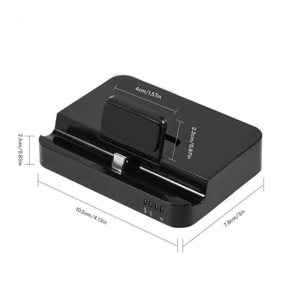 Compact black USB-C mobile phone converter dock with a single port on a minimalist base.