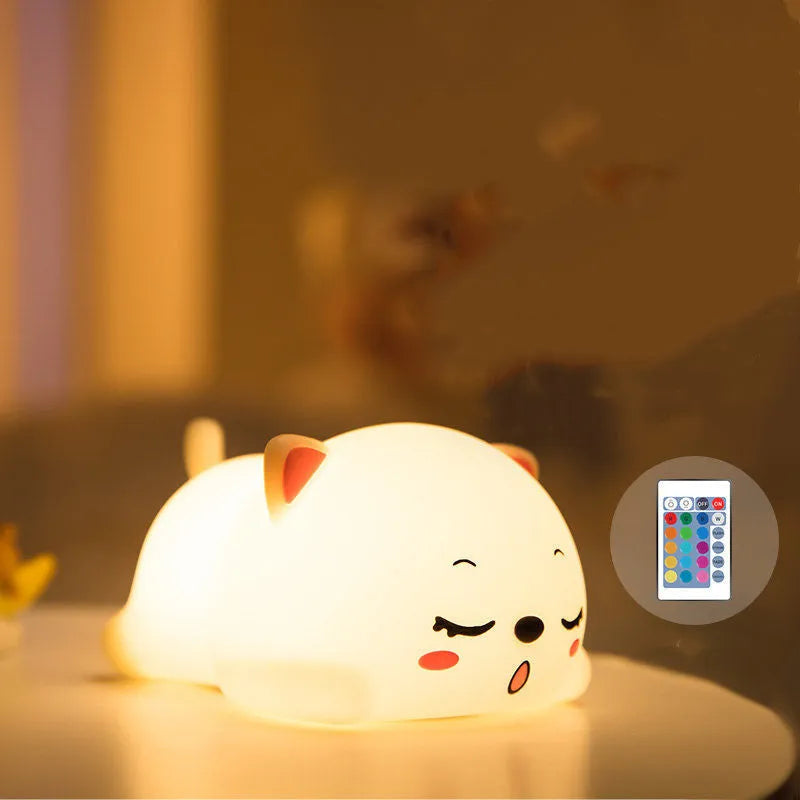 Silicone bedside night light 0.45W low voltage 137x98x76mm colourful remote control option
