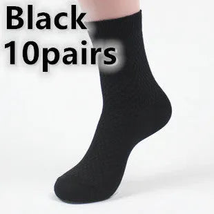 Men's bamboo fibre business socks in a small square pattern, shown in silver grey colour.