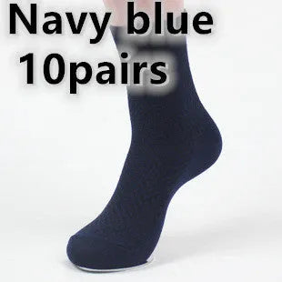 Men's bamboo fibre business socks in a small square pattern, shown in silver grey colour.