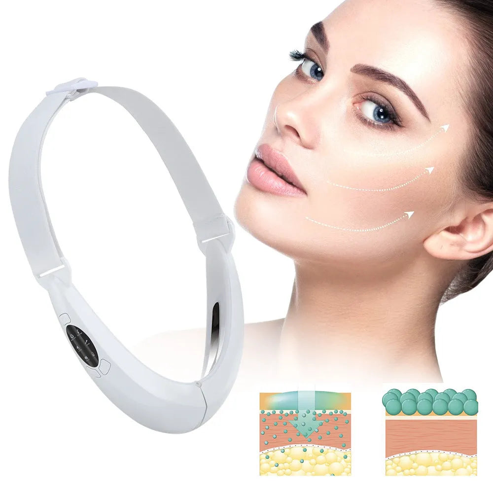 White multifunctional facial lifting device with red and blue light therapy, ABS construction, 170x110x50mm