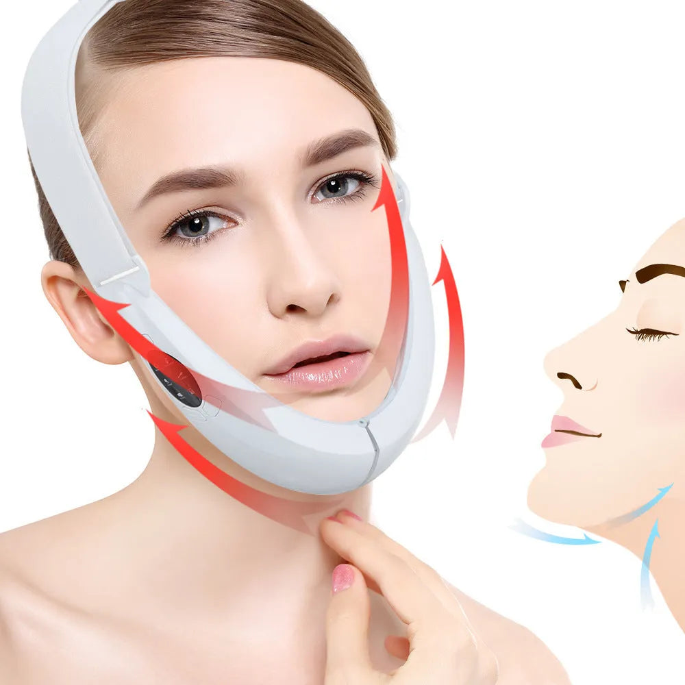 White multifunctional facial lifting device with red and blue light therapy, ABS construction, 170x110x50mm
