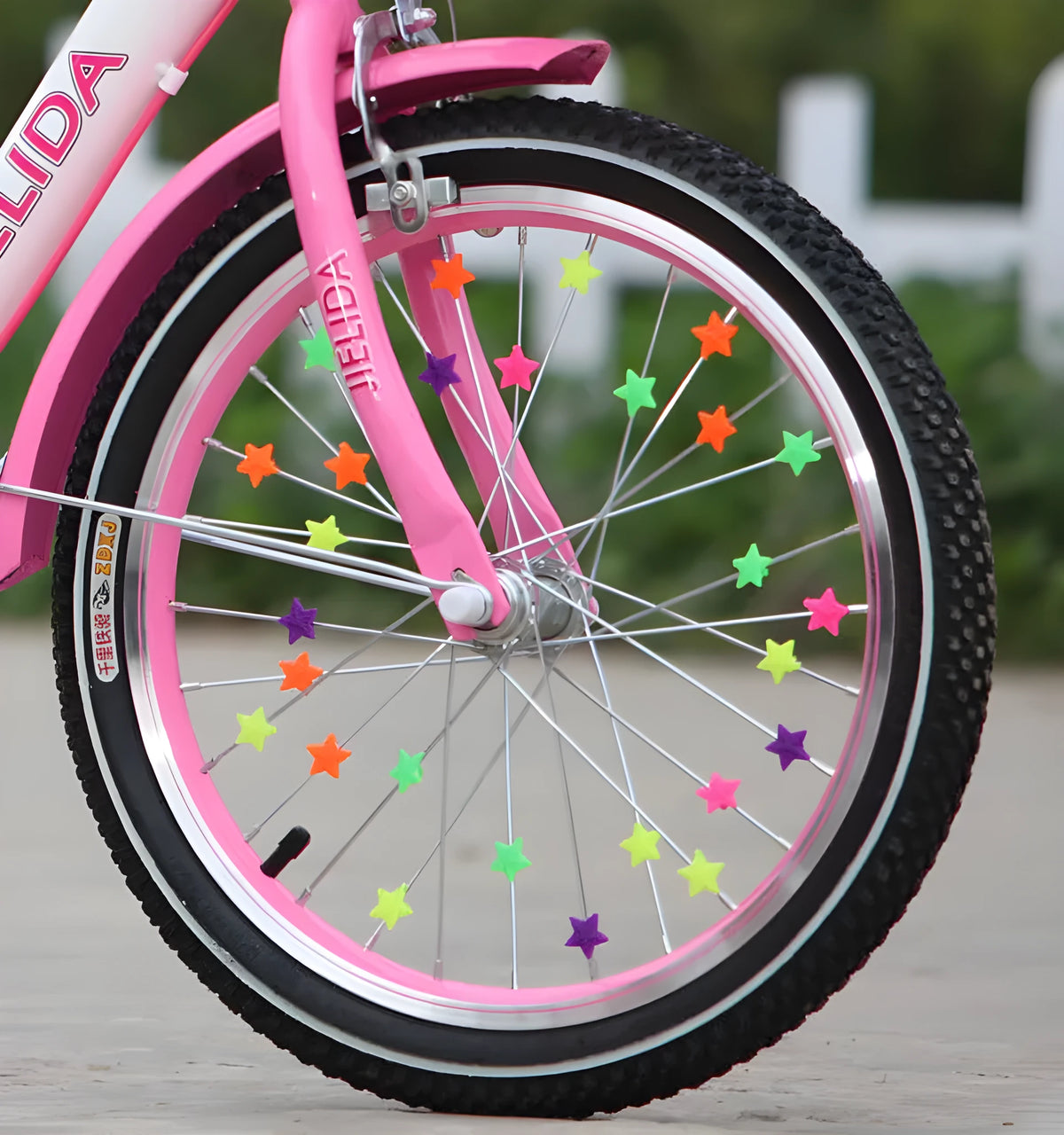 Children's bicycle decoration set with about 35 mixed-colour plastic and resin pieces for outdoor cycling