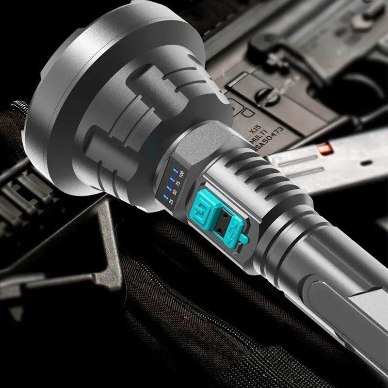 USB rechargeable 5W LED tactical torch with ABS body in black or gold head ring colour box