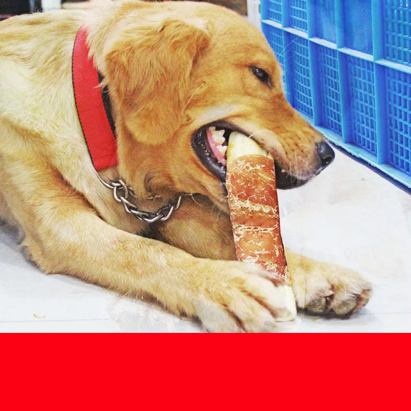 Chicken-wrapped cowhide dog chew rolls, small 3-piece 180g or large 200g