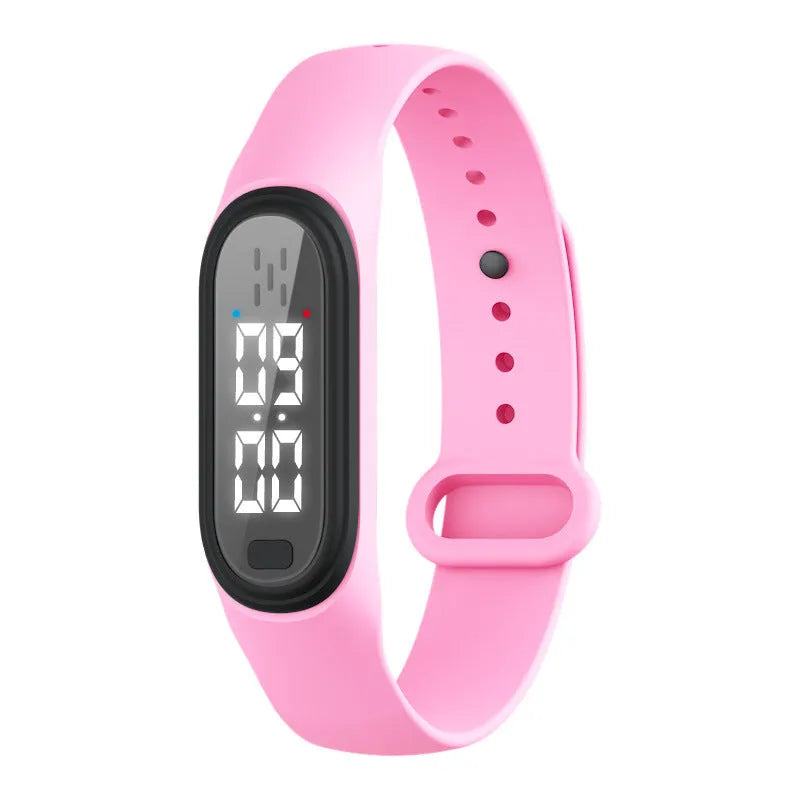 Electronic ultrasonic mosquito repellent bracelet watch-style device in black, white, blue, and pink colours