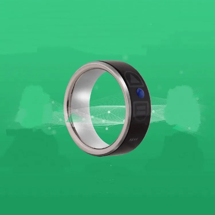 Smart Bluetooth ring wearable device in black, compatible with iPhone and Android, with page turning and music control features
