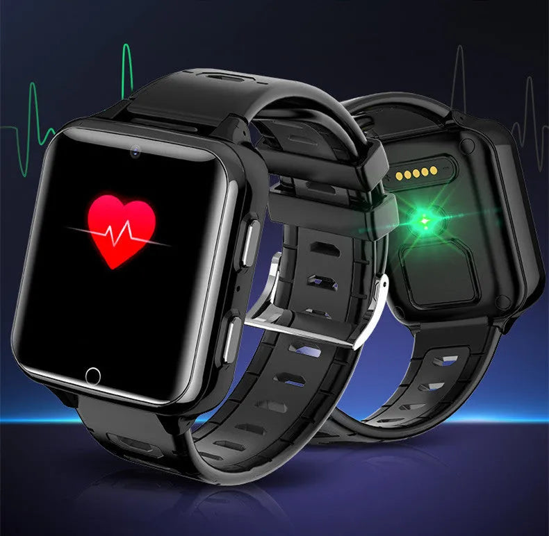 A children's smartwatch with a colourful screen on a silicone sport strap, showing Bluetooth calling and sports learning icons.