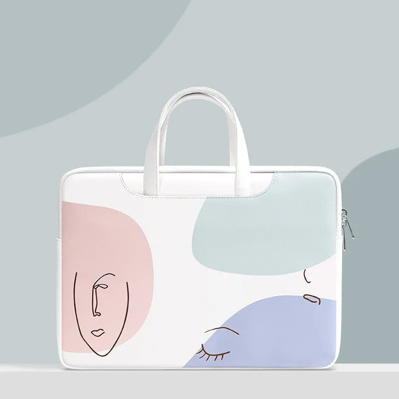 15.6 inch waterproof laptop bag in PU leather with soft handle and zipper opening