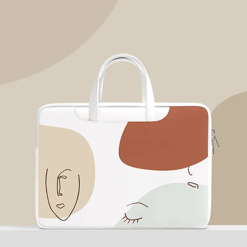 15.6 inch waterproof laptop bag in PU leather with soft handle and zipper opening
