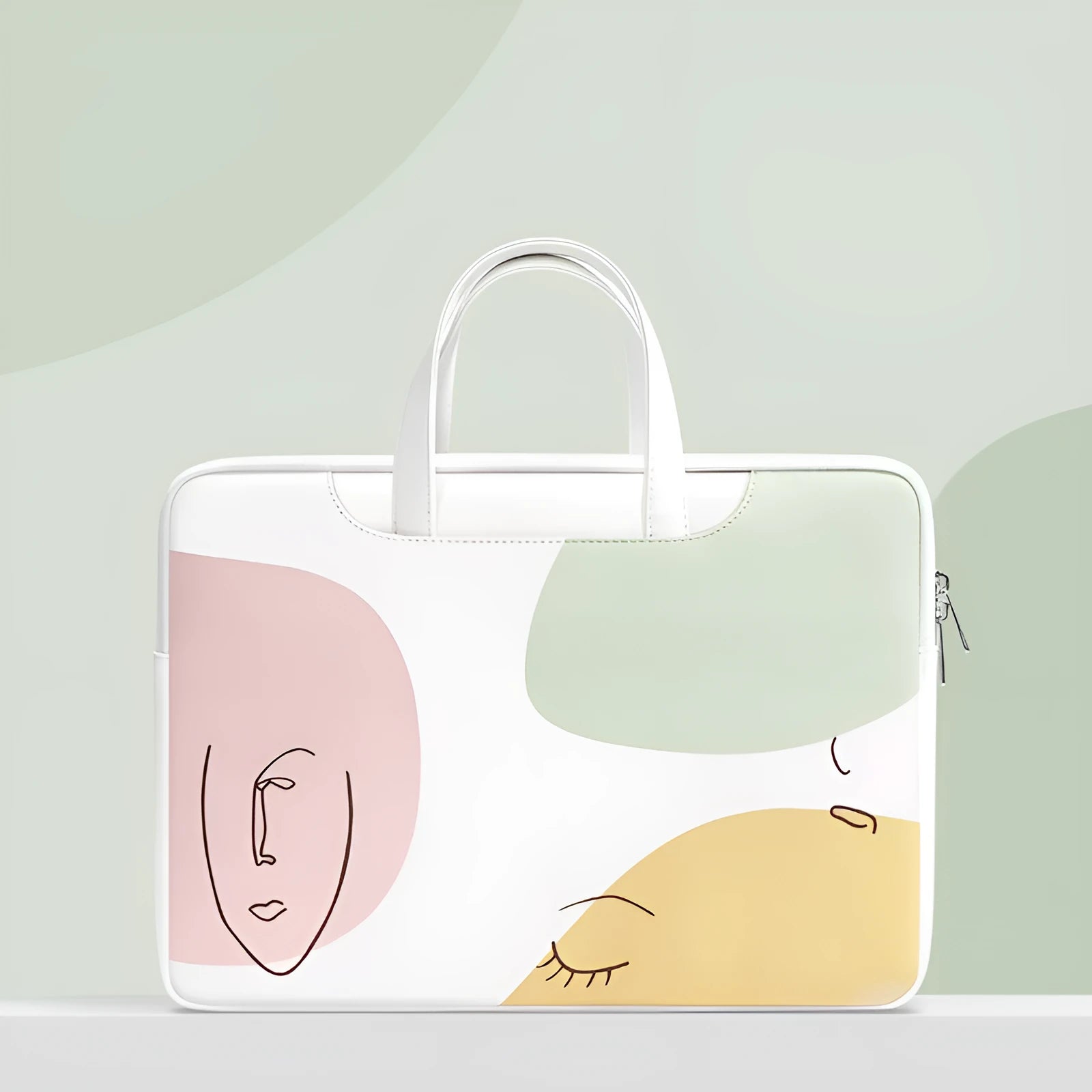 15.6 inch waterproof laptop bag in PU leather with soft handle and zipper opening