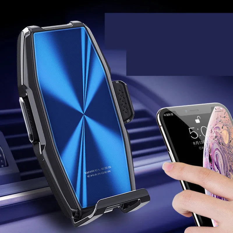 S9 car wireless charger mobile phone holder with 1500mA charging current, blue or green colour options, and CE certification.