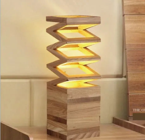 Creative solid wood table lamp European style with large 120x120mm base and 12cm height in US style solid wood colour