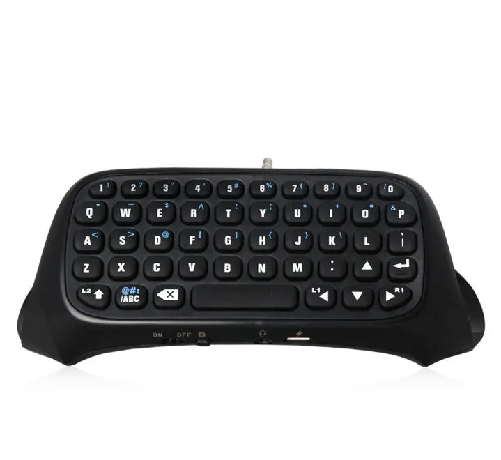 Black Bluetooth gamepad keyboard for PS4 controller with compact 17.2cm length and voice chat input
